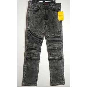 Truth Substance Common Sense Skinny Jeans Men's 30x32 Black Acid Wash iipper Acc